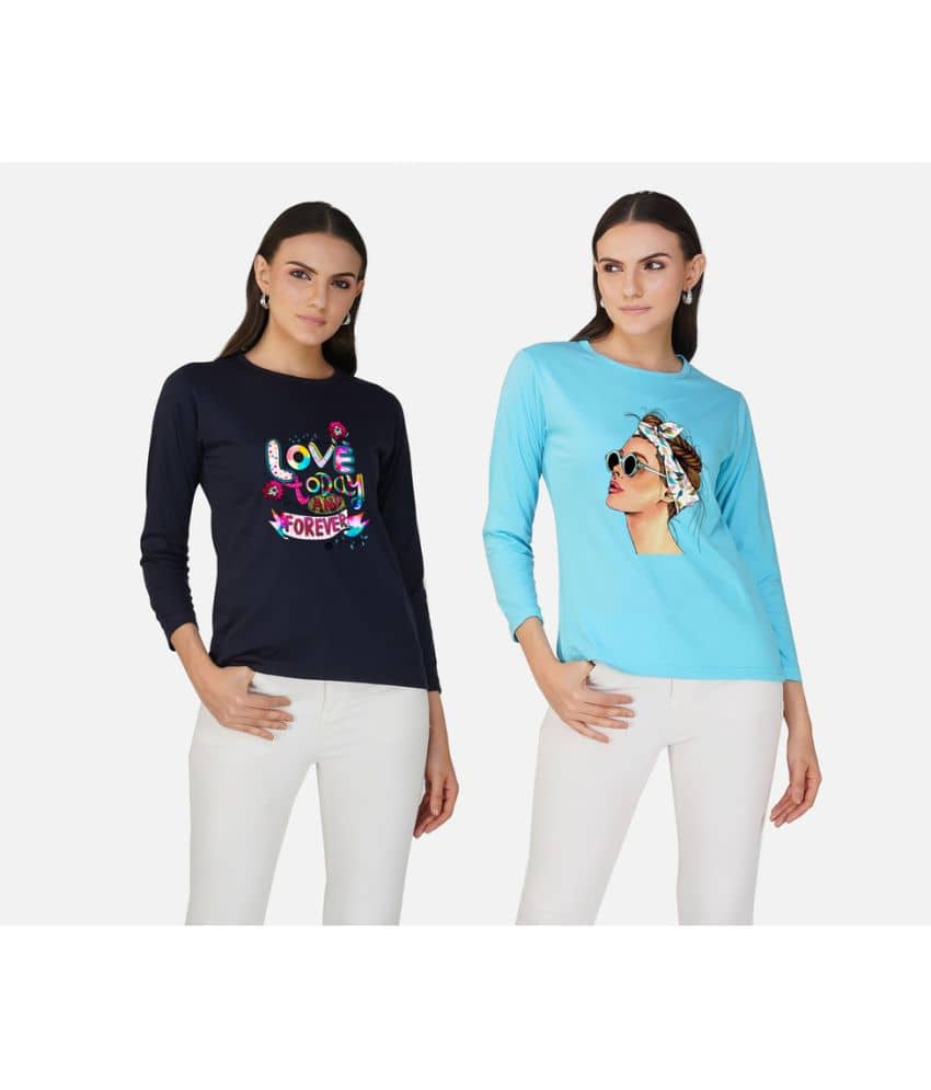 CHOZI Women Cotton Printed Regular Fit Round Neck T-Shirt ( Multi Color )