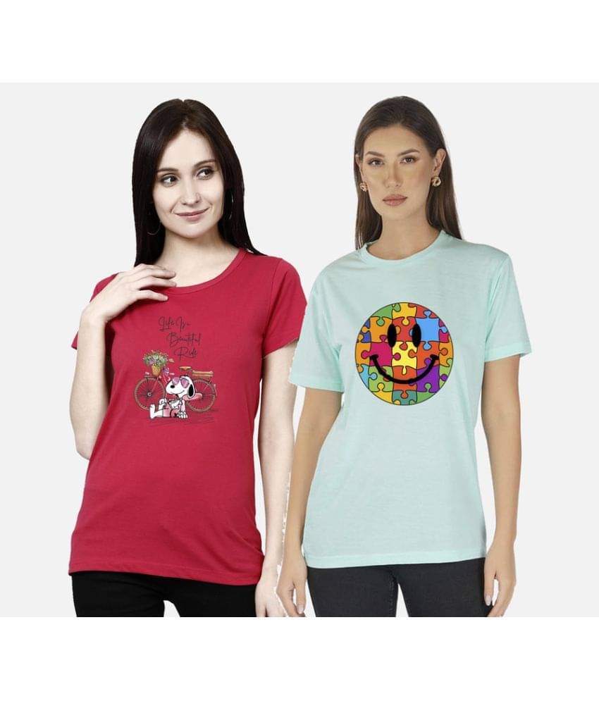 CHOZI Women Cotton Printed Regular Fit Round Neck T-Shirt ( Multi Color ) CHOZI Women Cotton Printed Regular Fit Round Neck T-Shirt ( Multi Color )