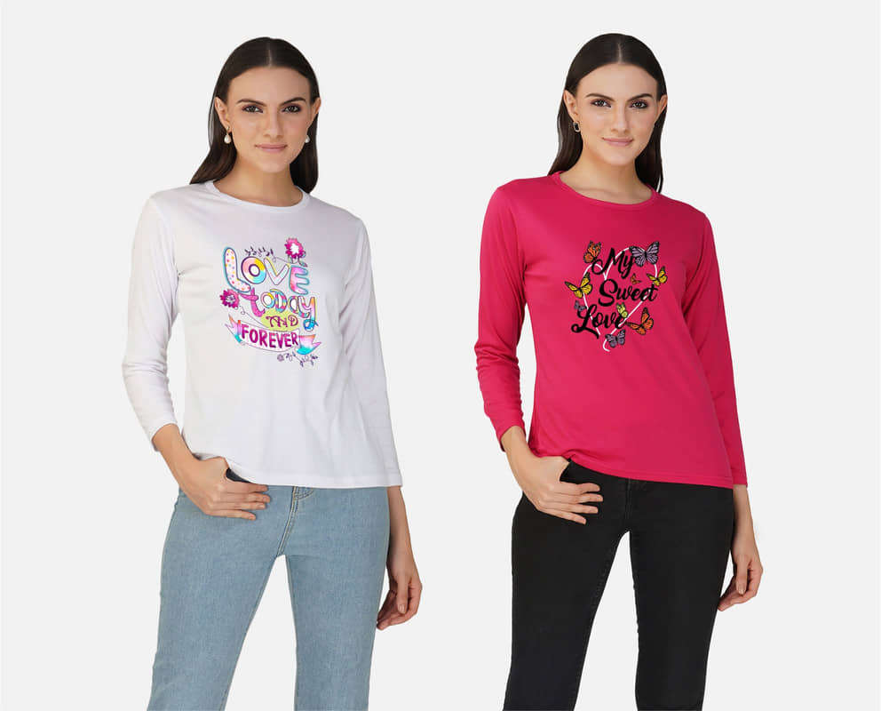 CHOZI Women Cotton Printed Regular Fit Round Neck T-Shirt ( Multi Color )