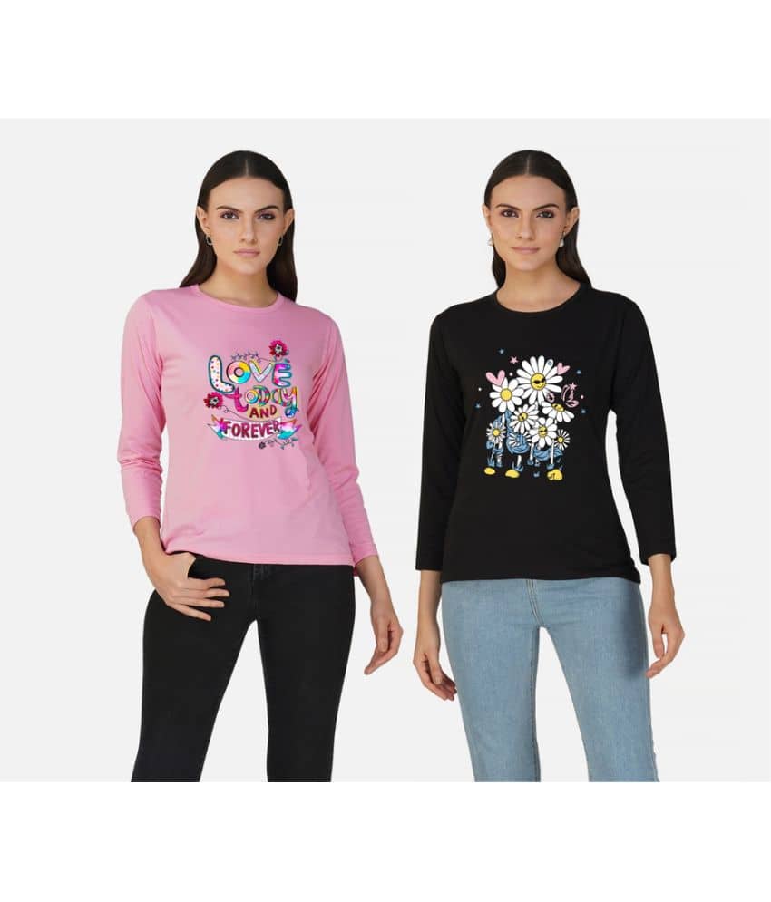 CHOZI Women Cotton Printed Regular Fit Round Neck T-Shirt ( Multi Color )