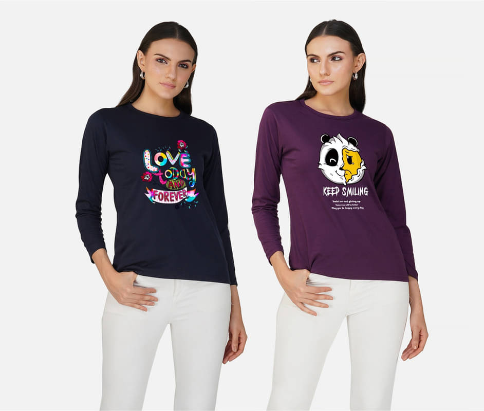     			CHOZI Women Cotton Printed Regular Fit Round Neck T-Shirt ( Multi Color )