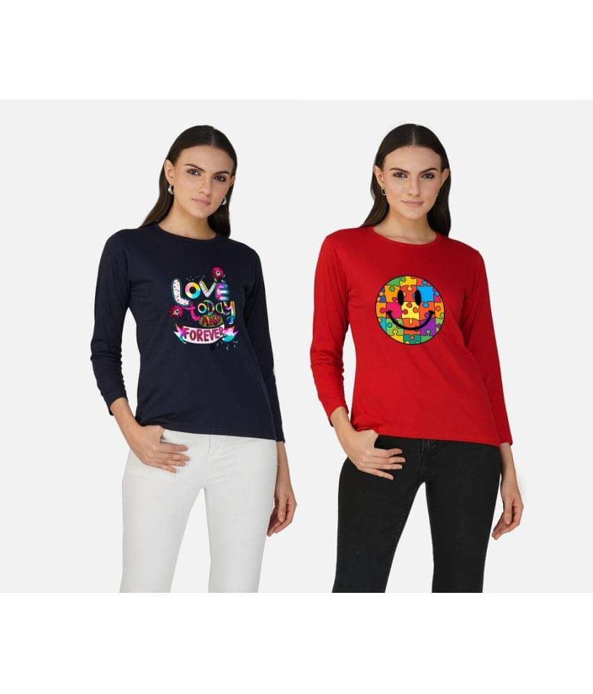     			CHOZI Women Cotton Printed Regular Fit Round Neck T-Shirt ( Multi Color )