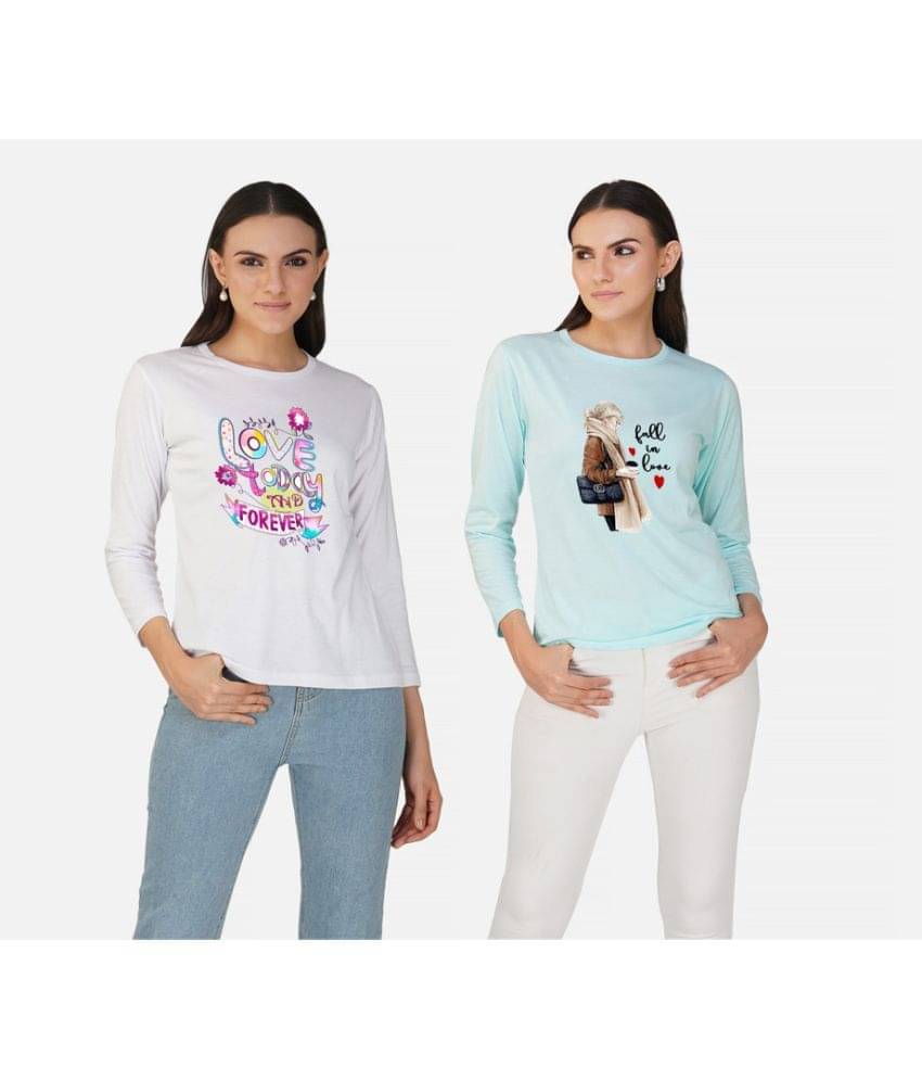     			CHOZI Women Cotton Printed Regular Fit Round Neck T-Shirt ( Multi Color )