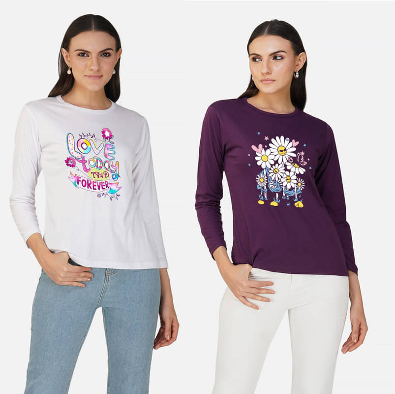 CHOZI Women Cotton Printed Regular Fit Round Neck T-Shirt ( Multi Color ) CHOZI Women Cotton Printed Regular Fit Round Neck T-Shirt ( Multi Color )