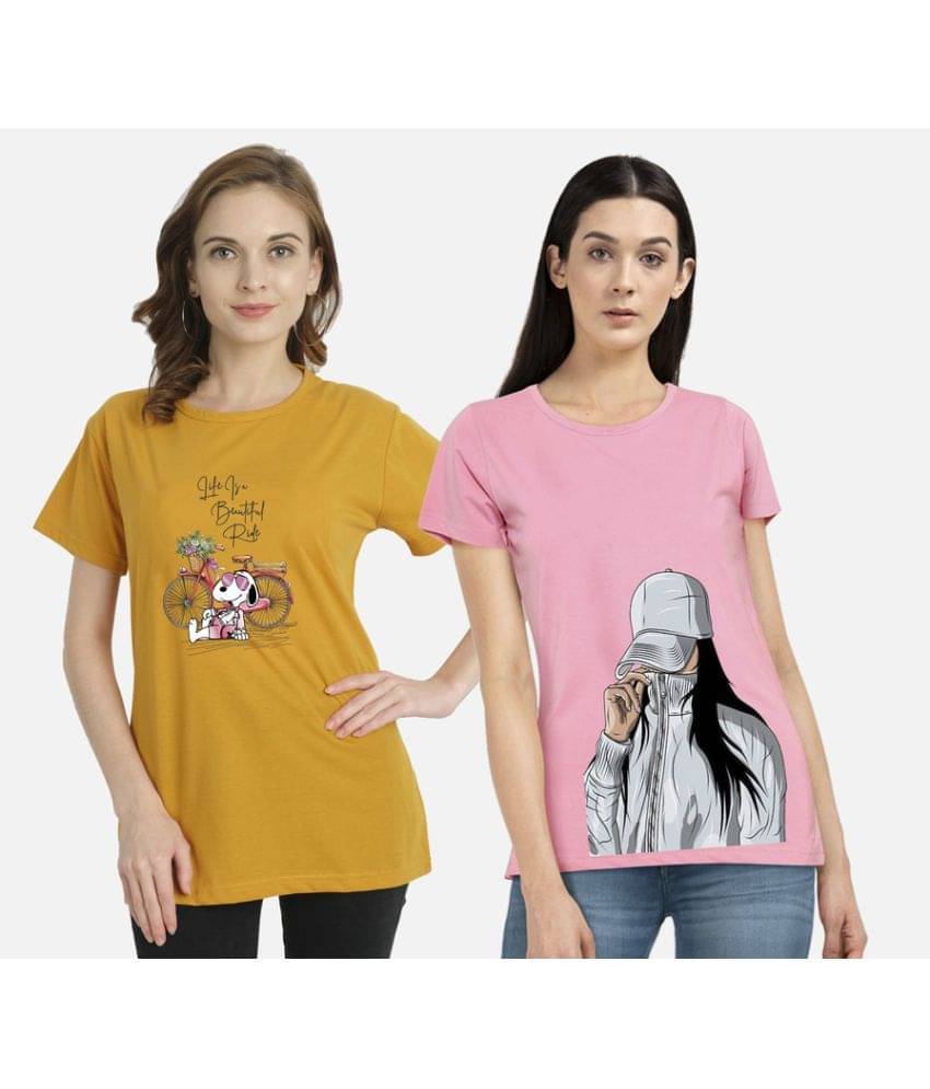 CHOZI Women Cotton Printed Regular Fit Round Neck T-Shirt ( Multi Color ) CHOZI Women Cotton Printed Regular Fit Round Neck T-Shirt ( Multi Color )