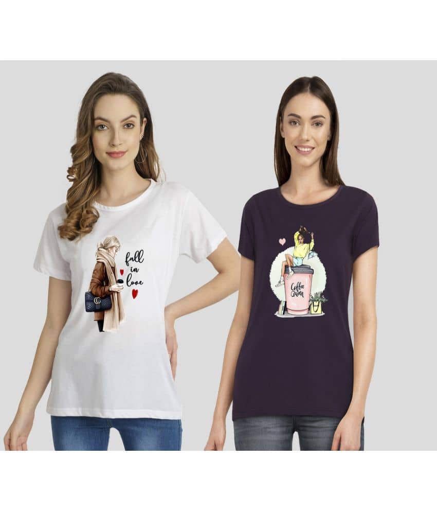 CHOZI Women Cotton Printed Regular Fit Round Neck T-Shirt ( Multi Color )