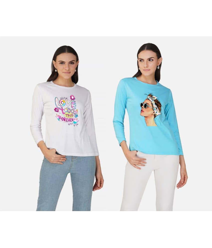 CHOZI Women Cotton Printed Regular Fit Round Neck T-Shirt ( Multi Color )