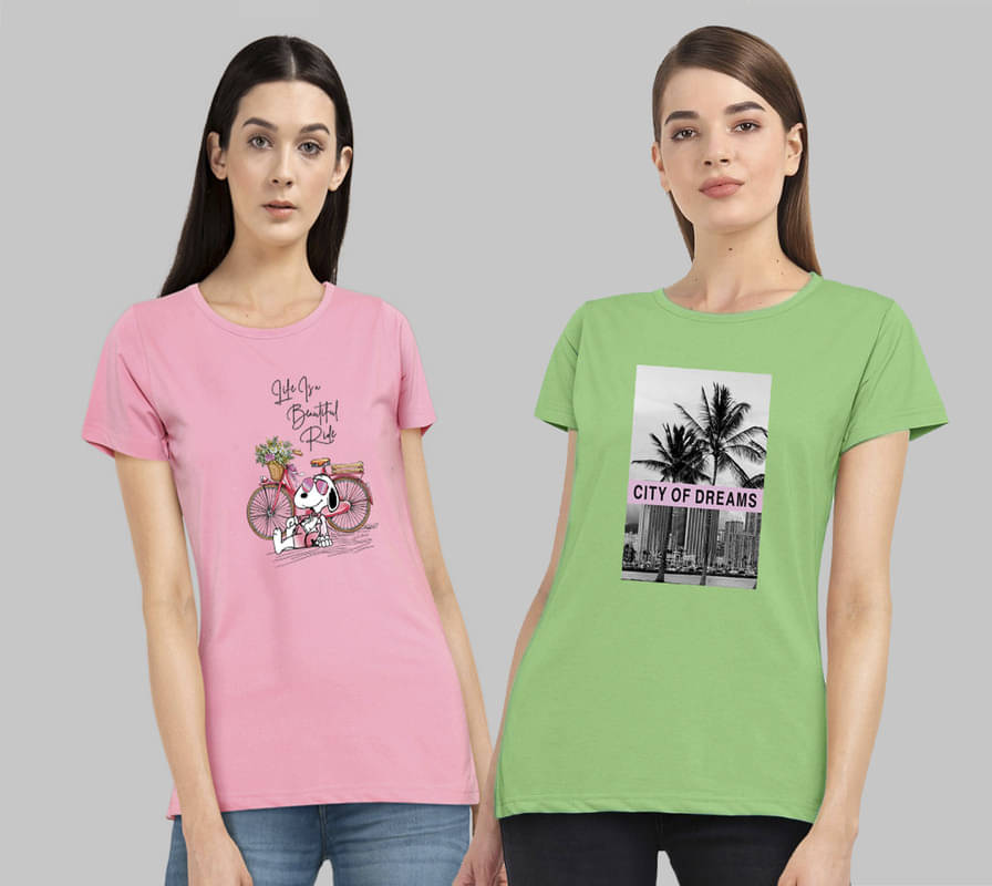 CHOZI Women Cotton Printed Regular Fit Round Neck T-Shirt ( Multi Color ) CHOZI Women Cotton Printed Regular Fit Round Neck T-Shirt ( Multi Color )