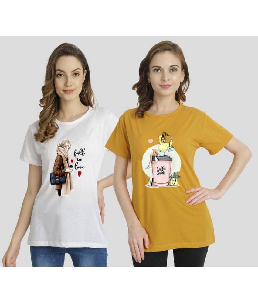 CHOZI Women Cotton Printed Regular Fit Round Neck T-Shirt ( Multi Color ) CHOZI Women Cotton Printed Regular Fit Round Neck T-Shirt ( Multi Color )