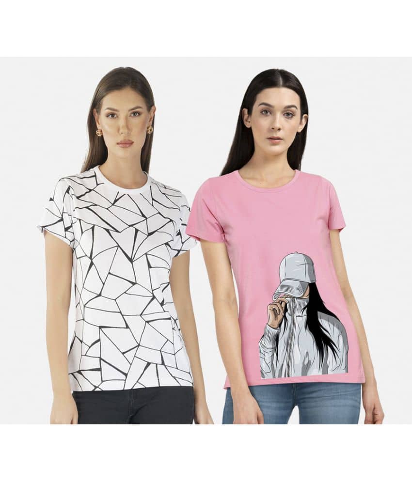 CHOZI Women Cotton Printed Regular Fit Round Neck T-Shirt ( Multi Color )
