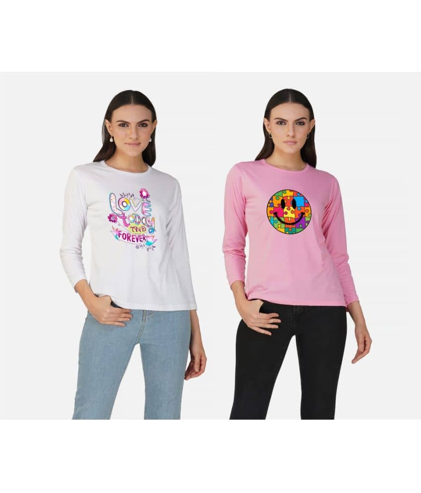 CHOZI Women Cotton Printed Regular Fit Round Neck T-Shirt ( Multi Color )