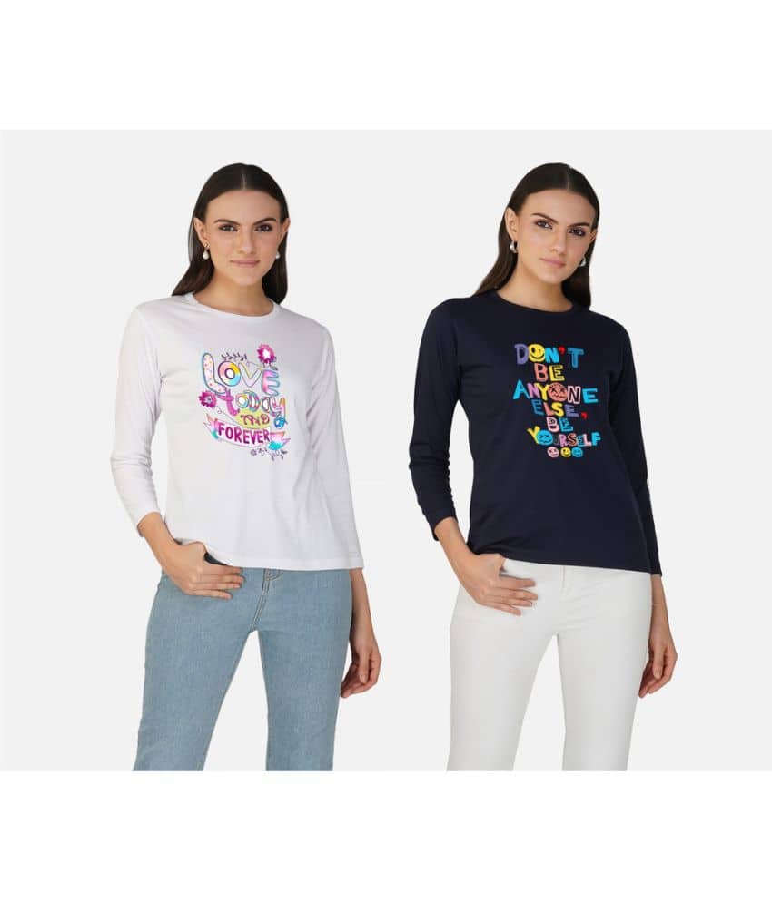 CHOZI Women Cotton Printed Regular Fit Round Neck T-Shirt ( Multi Color )