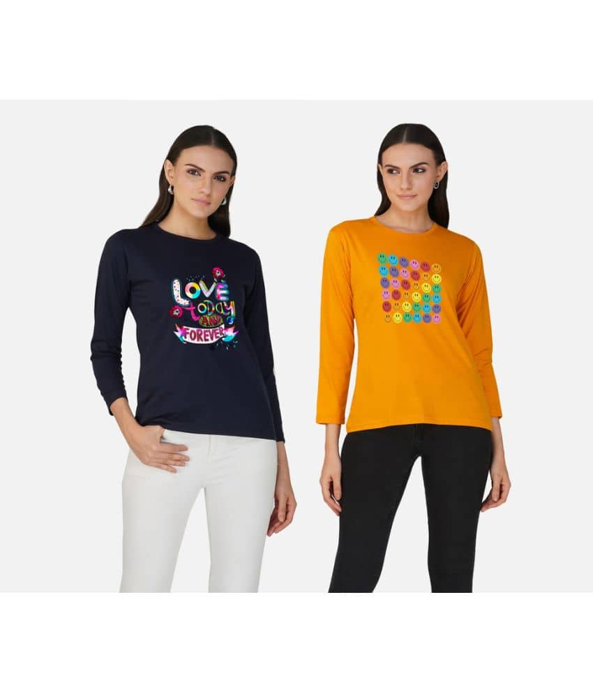 CHOZI Women Cotton Printed Regular Fit Round Neck T-Shirt ( Multi Color )