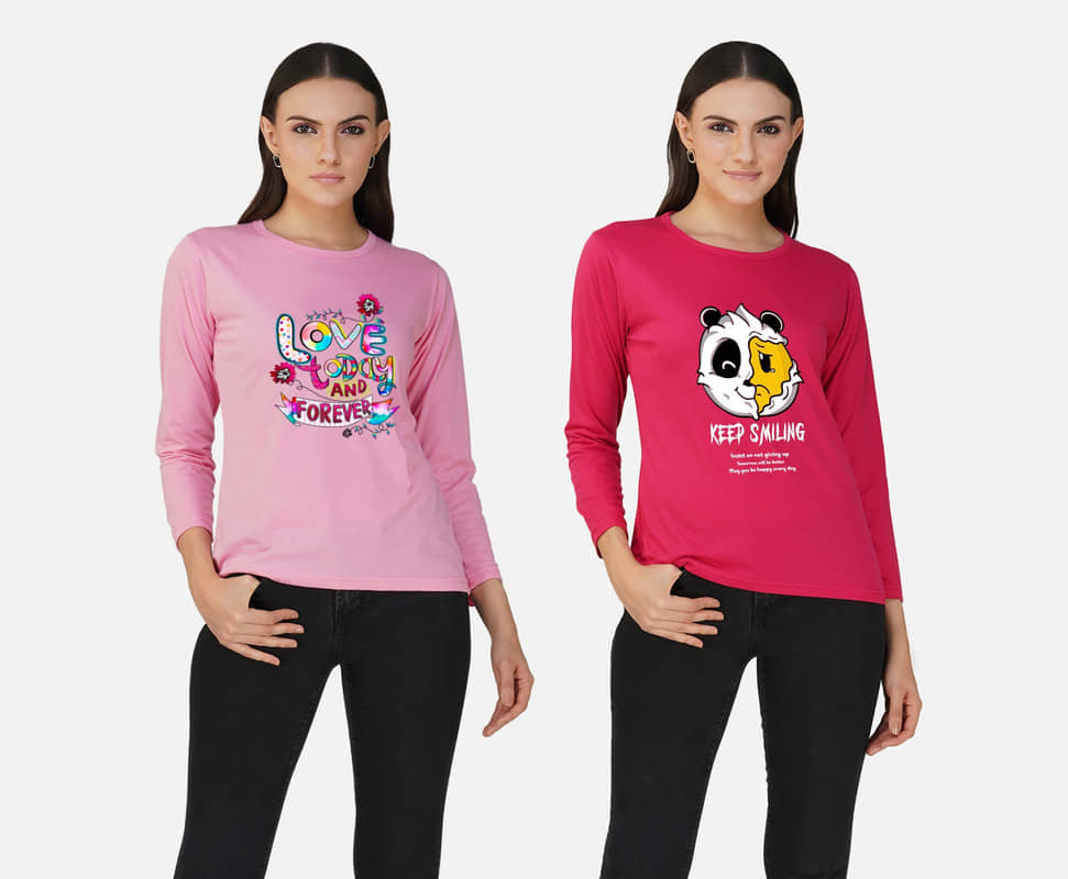 CHOZI Women Cotton Printed Regular Fit Round Neck T-Shirt ( Pink )