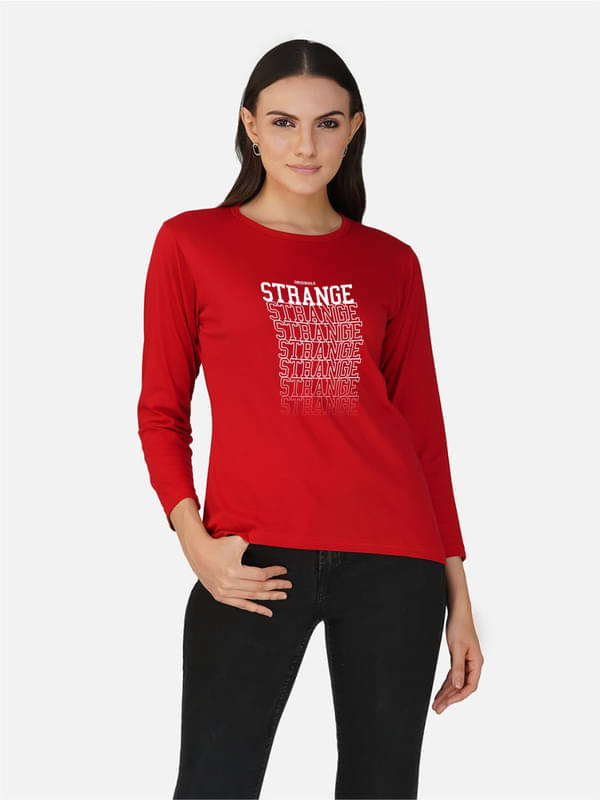 CHOZI Women Cotton Printed Regular Fit Round Neck T-Shirt ( Red ) CHOZI Women Cotton Printed Regular Fit Round Neck T-Shirt ( Red )