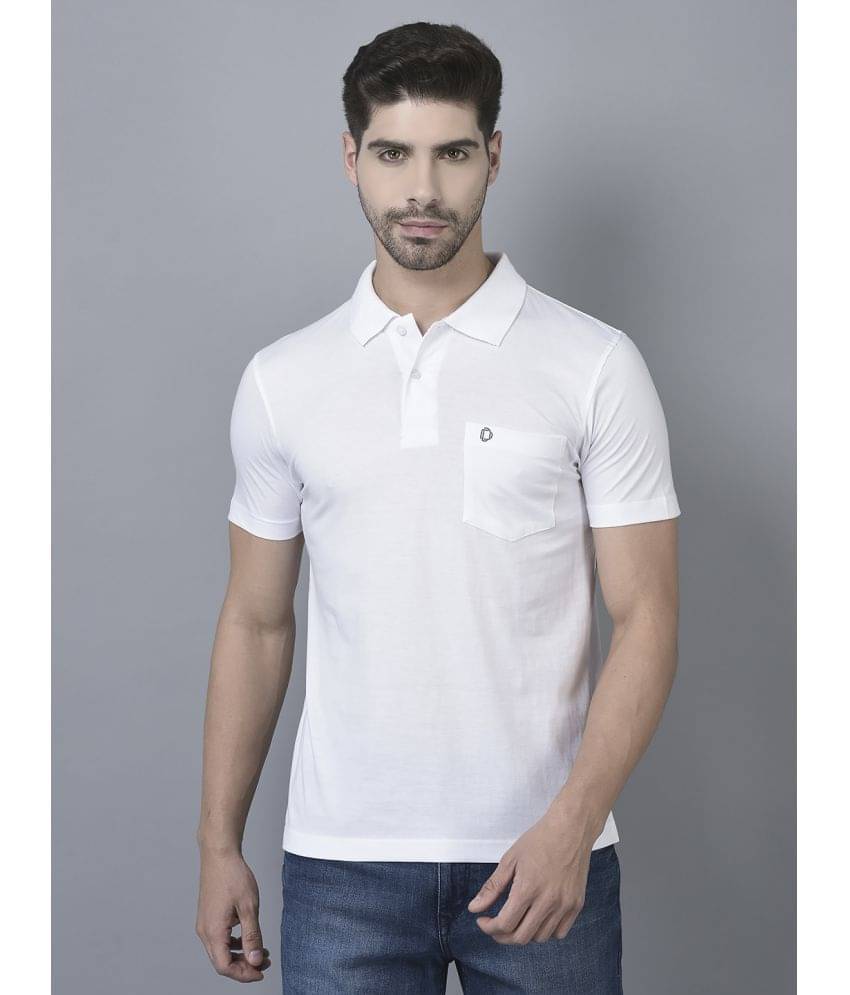     			Dollar Cotton Blend Regular Fit Solid Half Sleeves Men's Polo T Shirt - White ( Pack of 1 )