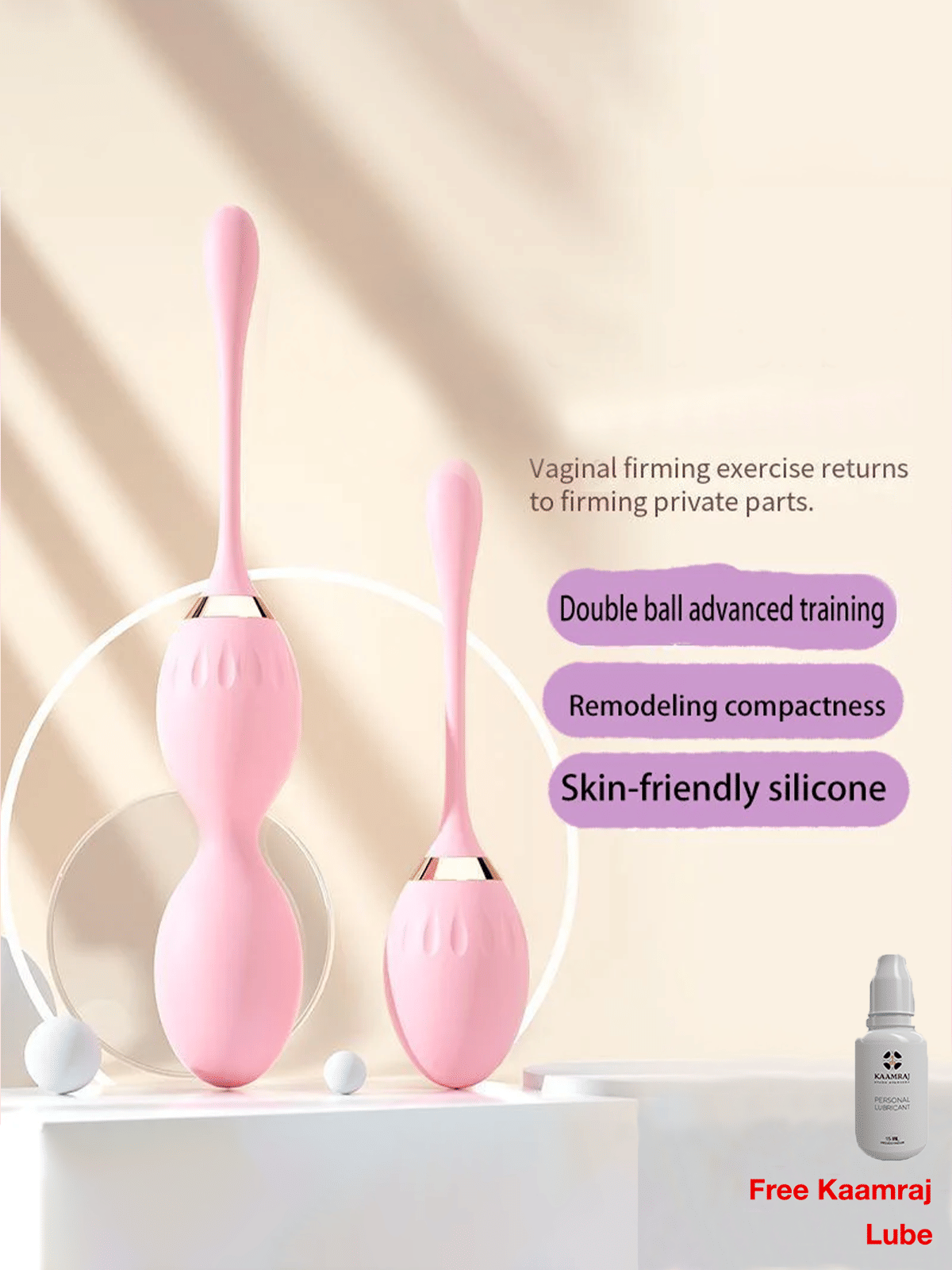     			Kegel Balls Dumbbell: Shrinking and Tightening Pleasure | Double anal Beads usefull for Solo Play with Kaamraj Lube Free