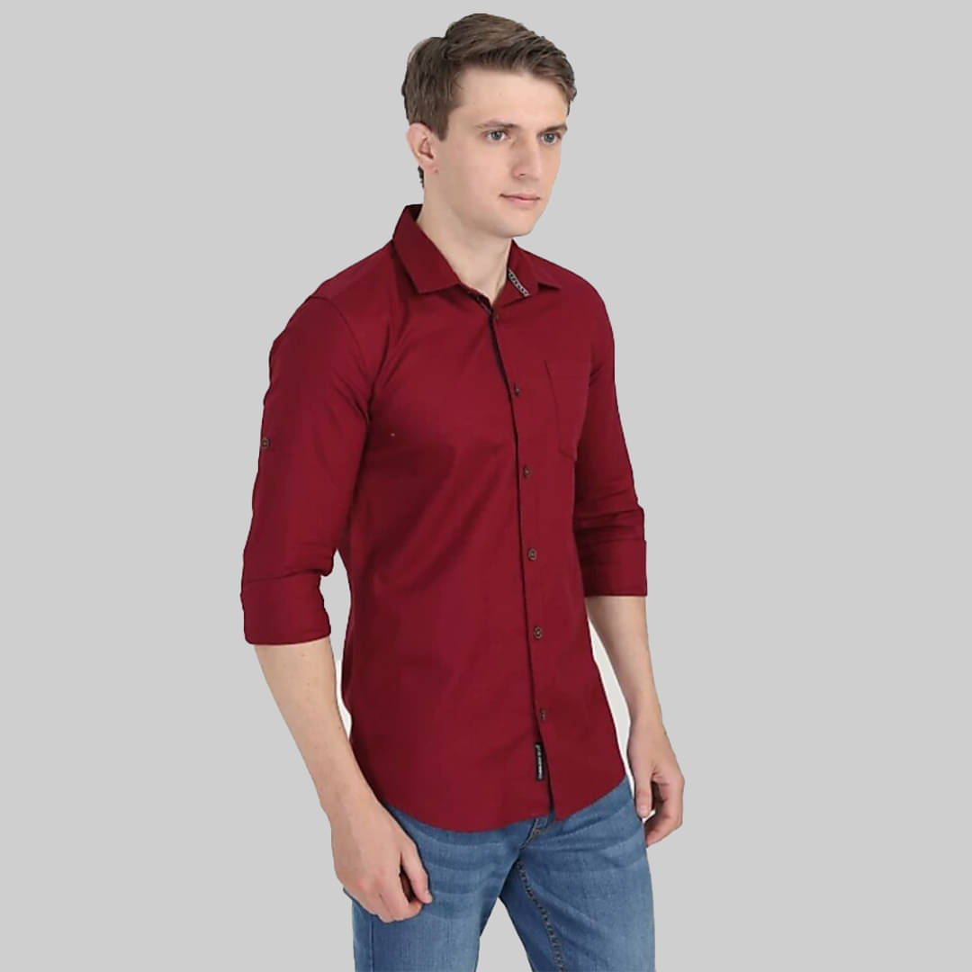 MODERNITY Cotton Blend Regular Fit Solids Full Sleeves Men's Casual Shirt - Maroon ( Pack of 1 )     			MODERNITY Cotton Blend Regular Fit Solids Full Sleeves Men's Casual Shirt - Maroon ( Pack of 1 )