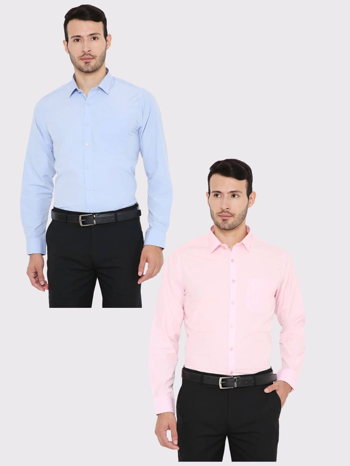 Maharaja Polyester Slim Fit Full Sleeves Men's Formal Shirt - Multicolor ( Pack of 2 )