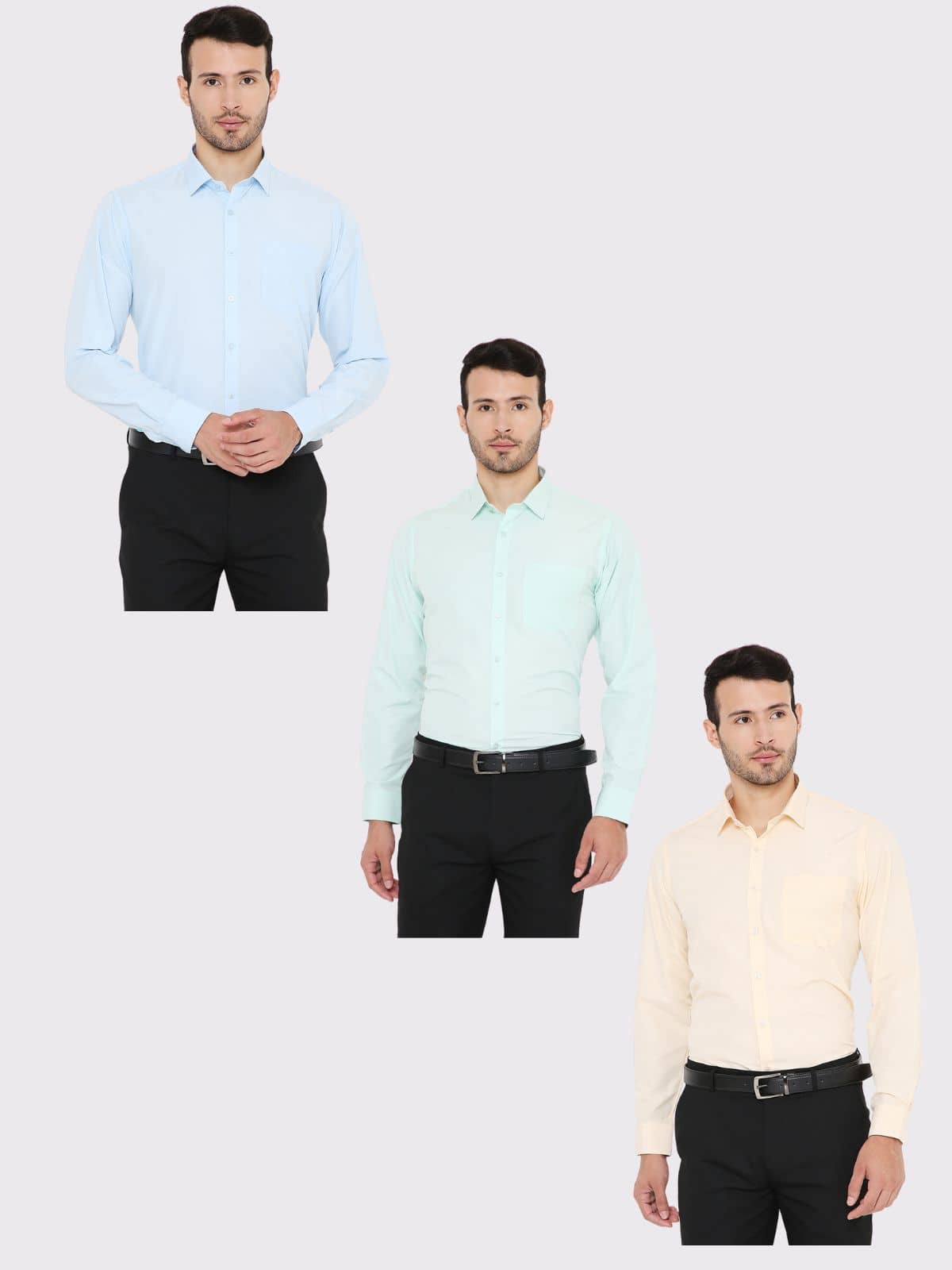 Maharaja Polyester Slim Fit Full Sleeves Men's Formal Shirt - Multicolor ( Pack of 3 )
