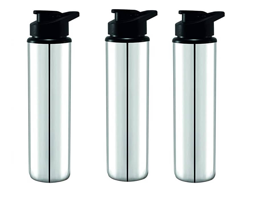 PIQUANT KITCHENWARE Eco Sipper Silver Sipper Water Bottle 900 mL ( Set of 3 )
