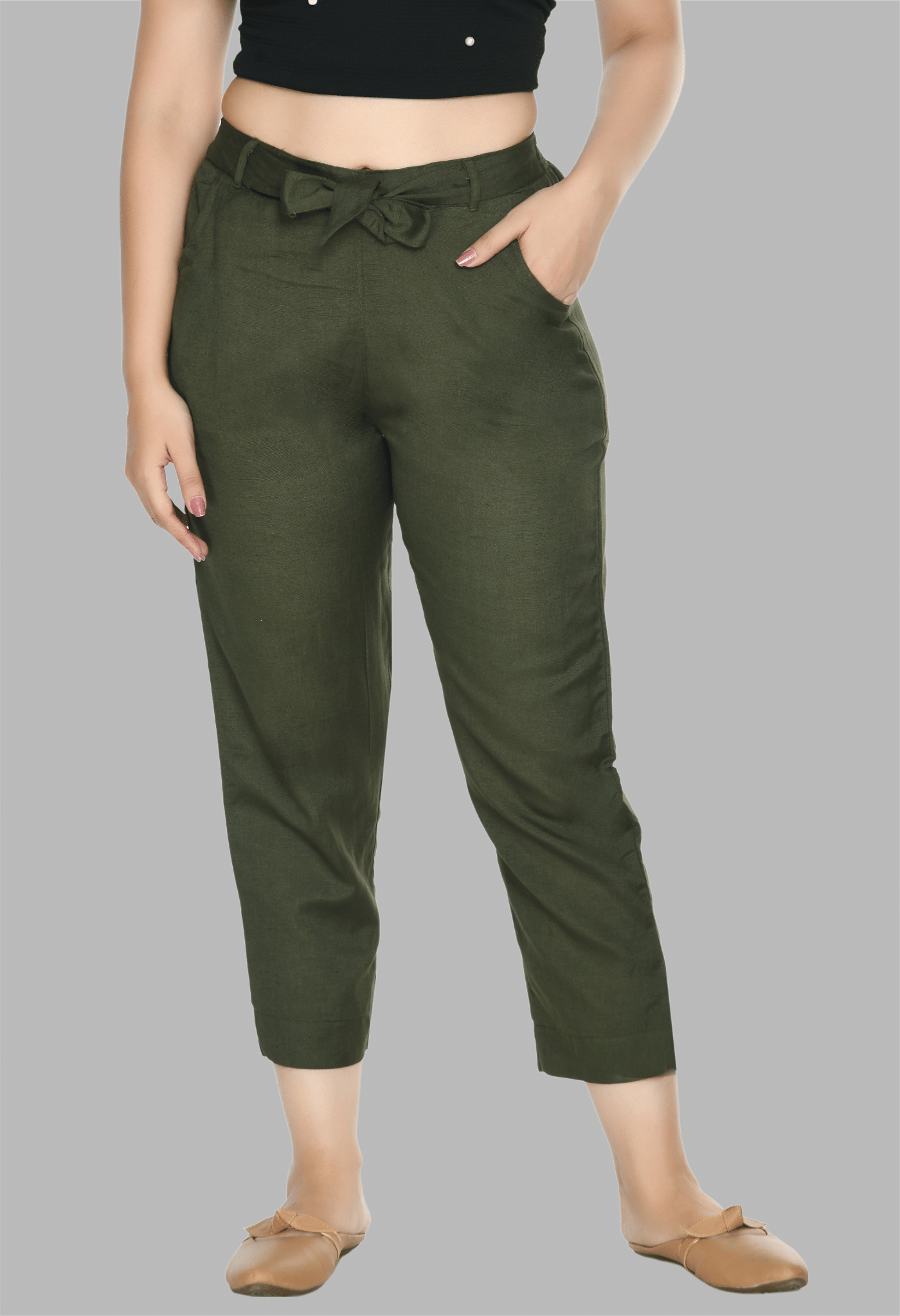     			PREEGO - Olive Rayon Regular Women's Casual Pants ( Pack of 1 )