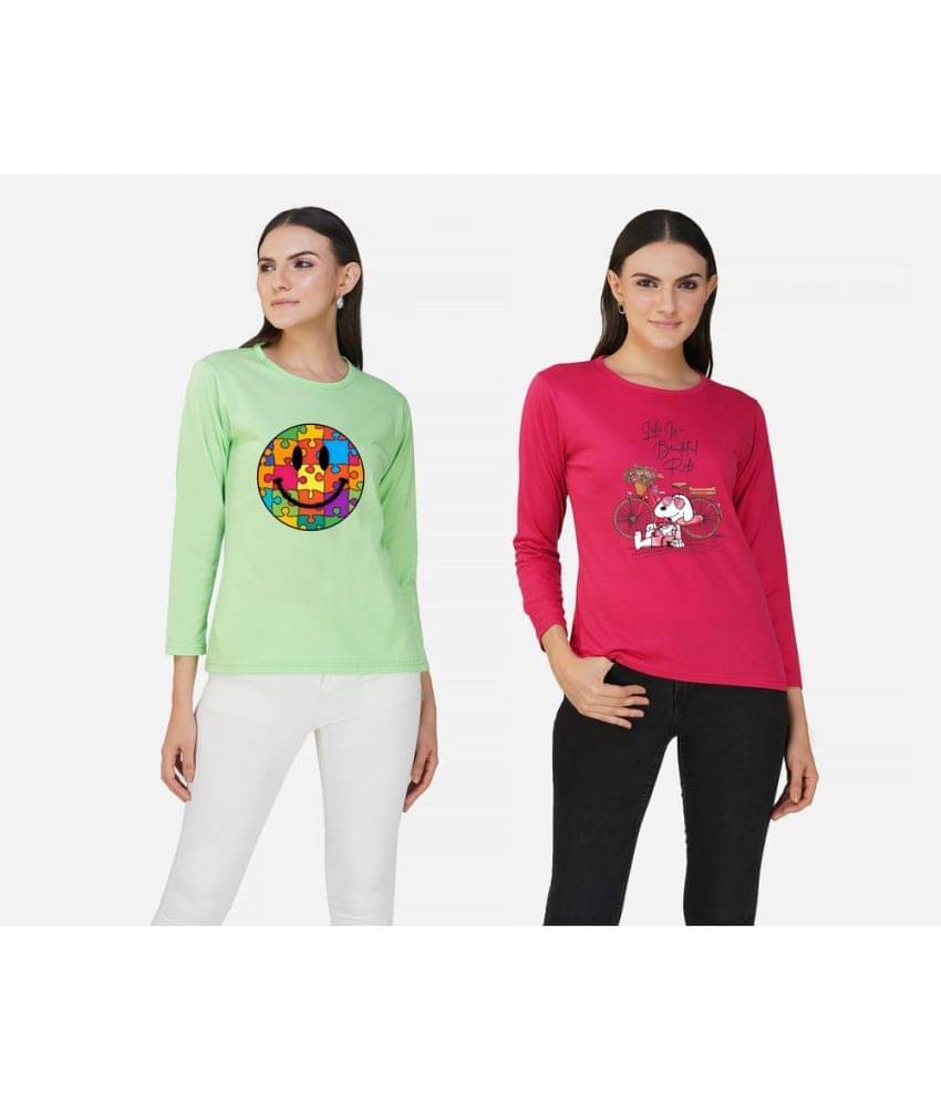     			CHOZI Women Cotton Blend Printed Regular Fit Round Neck T-Shirt ( Multi Color )