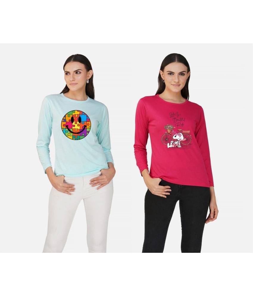     			CHOZI Women Cotton Blend Printed Regular Fit Round Neck T-Shirt ( Multi Color )