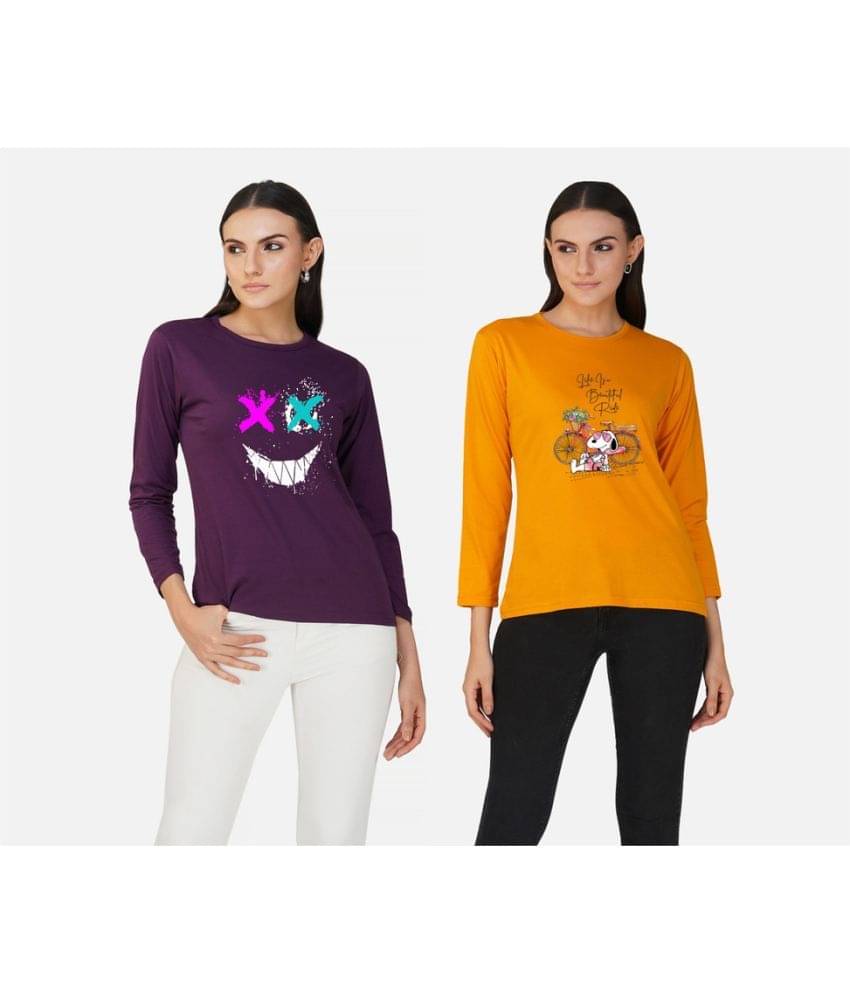     			CHOZI Women Cotton Blend Printed Regular Fit Round Neck T-Shirt ( Multi Color )