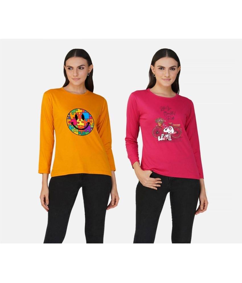 CHOZI Women Cotton Blend Printed Regular Fit Round Neck T-Shirt ( Multi Color ) CHOZI Women Cotton Blend Printed Regular Fit Round Neck T-Shirt ( Multi Color )