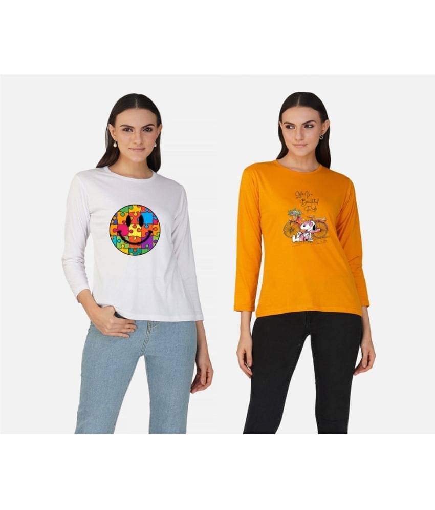     			CHOZI Women Cotton Blend Printed Regular Fit Round Neck T-Shirt ( Multi Color )