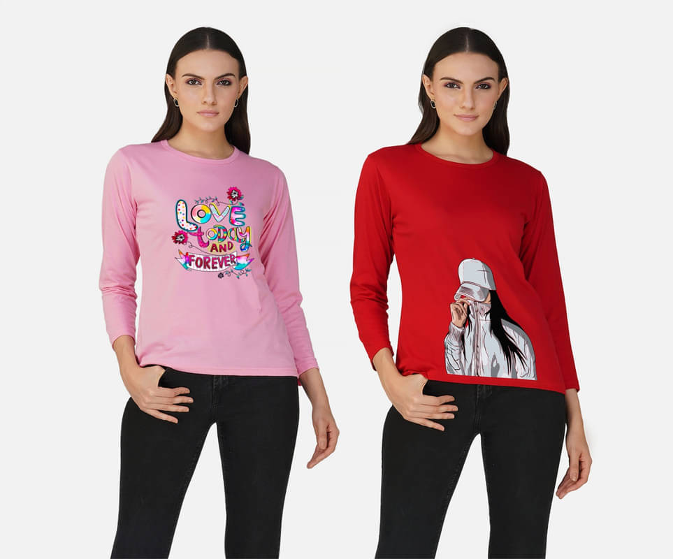     			CHOZI Women Cotton Blend Printed Regular Fit Round Neck T-Shirt ( Multi Color )