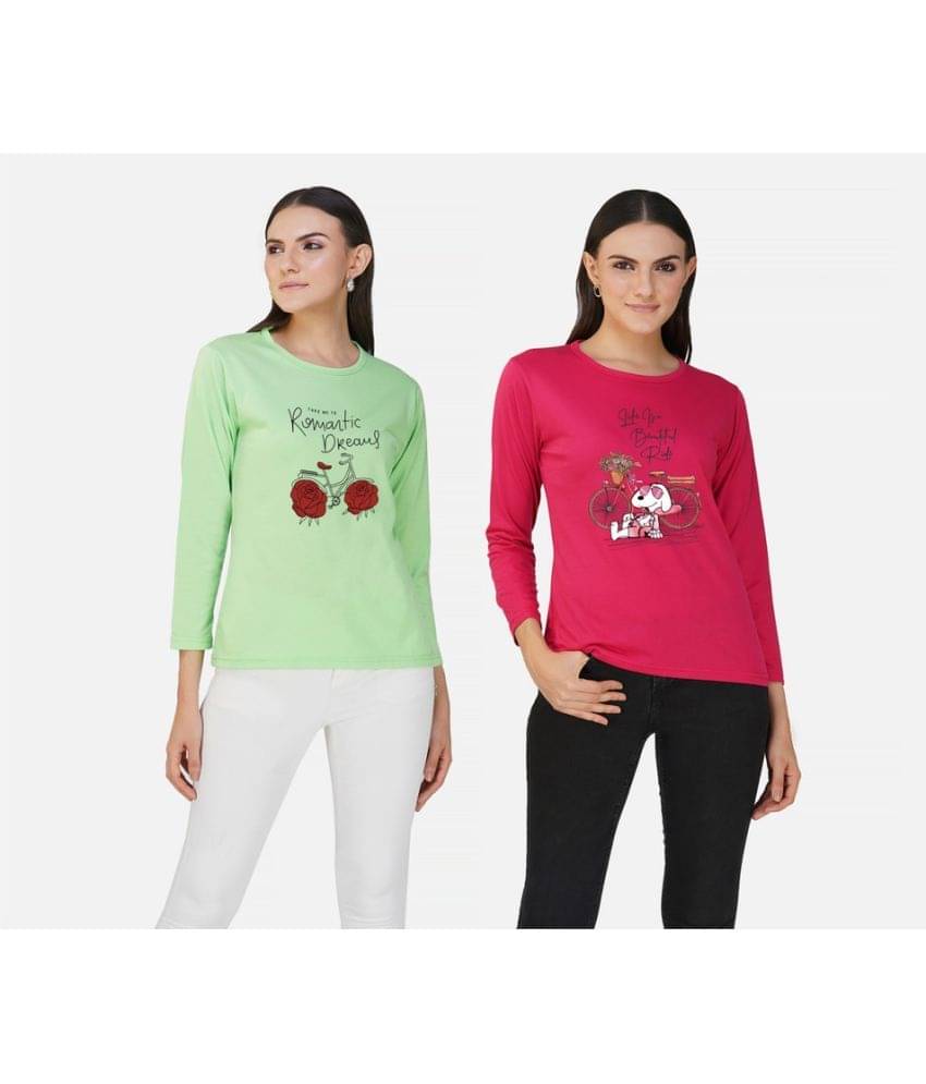 CHOZI Women Cotton Blend Printed Regular Fit Round Neck T-Shirt ( Multi Color ) CHOZI Women Cotton Blend Printed Regular Fit Round Neck T-Shirt ( Multi Color )
