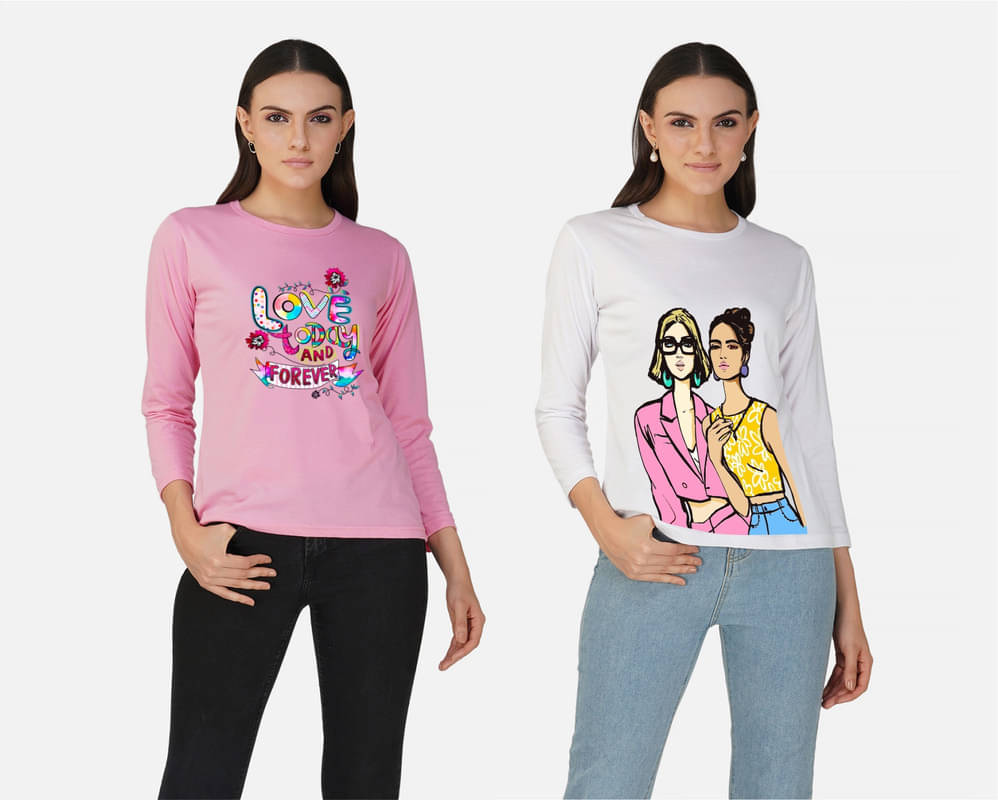     			CHOZI Women Cotton Blend Printed Regular Fit Round Neck T-Shirt ( Multi Color )