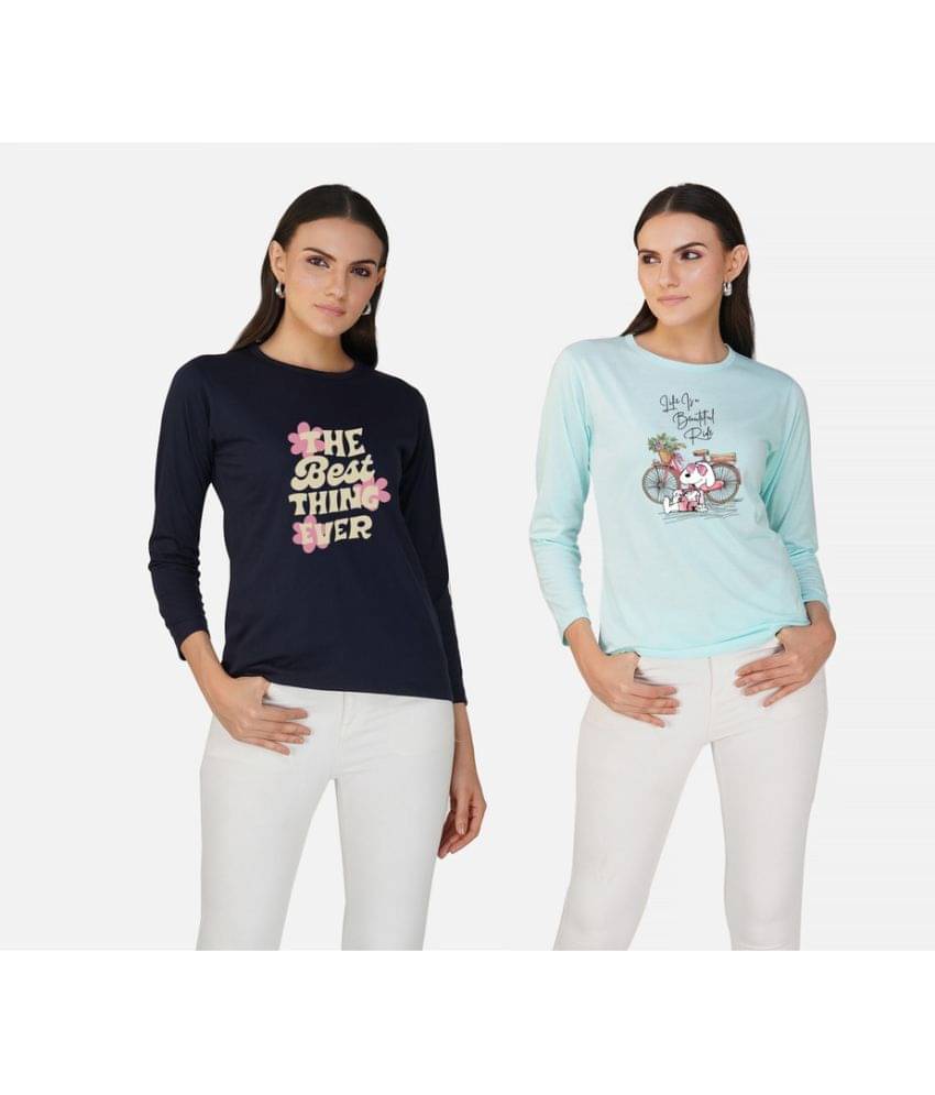 CHOZI Women Cotton Blend Printed Regular Fit Round Neck T-Shirt ( Multi Color ) CHOZI Women Cotton Blend Printed Regular Fit Round Neck T-Shirt ( Multi Color )