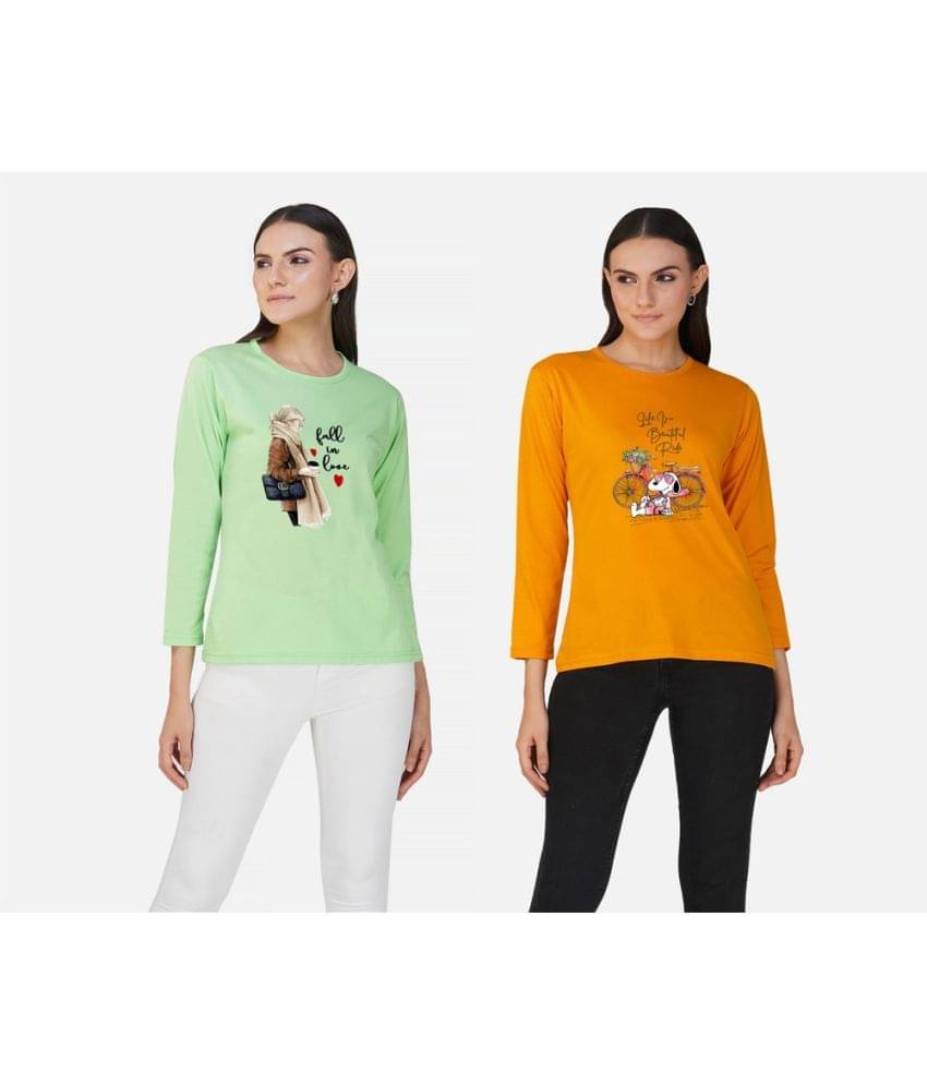     			CHOZI Women Cotton Blend Printed Regular Fit Round Neck T-Shirt ( Multi Color )