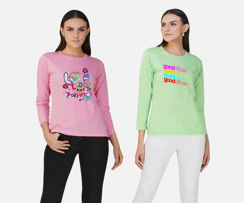     			CHOZI Women Cotton Blend Printed Regular Fit Round Neck T-Shirt ( Multi Color )