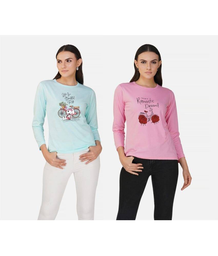 CHOZI Women Cotton Blend Printed Regular Fit Round Neck T-Shirt ( Multi Color ) CHOZI Women Cotton Blend Printed Regular Fit Round Neck T-Shirt ( Multi Color )