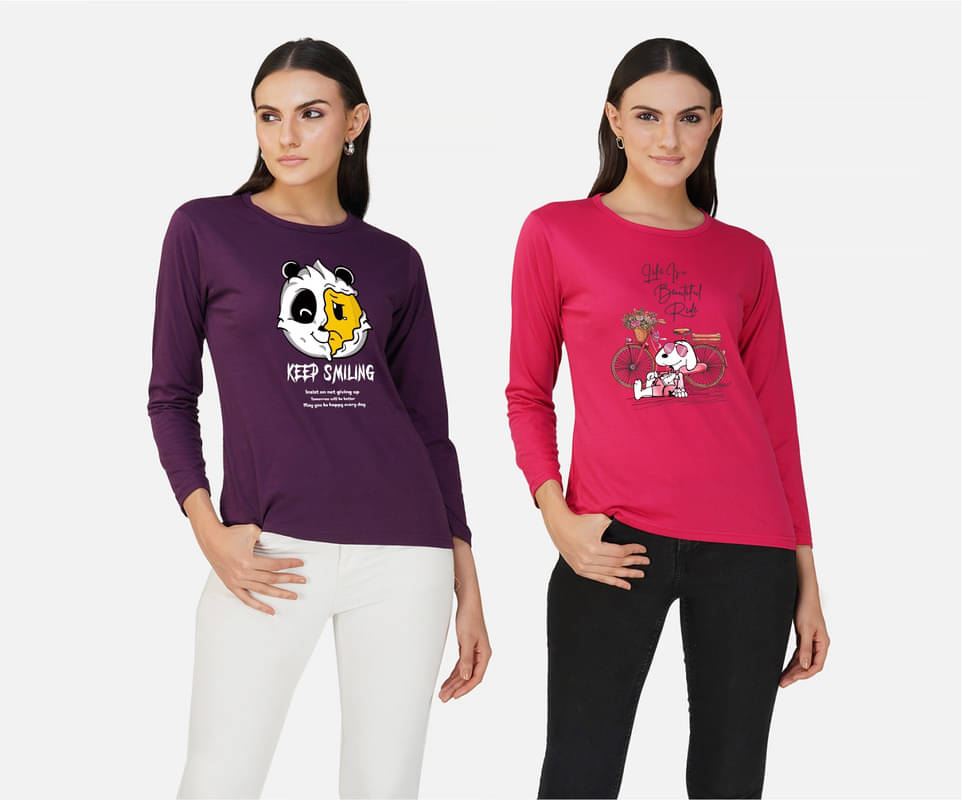 CHOZI Women Cotton Blend Printed Regular Fit Round Neck T-Shirt ( Multi Color ) CHOZI Women Cotton Blend Printed Regular Fit Round Neck T-Shirt ( Multi Color )