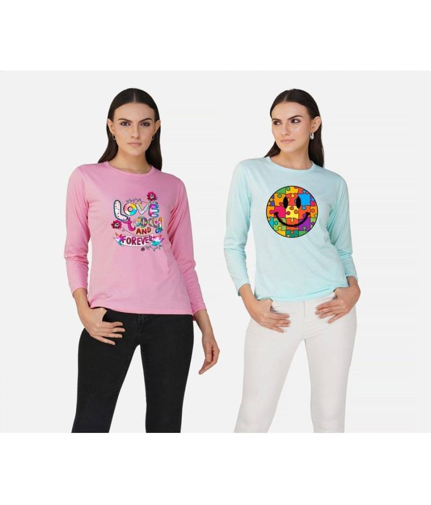     			CHOZI Women Cotton Blend Printed Regular Fit Round Neck T-Shirt ( Multi Color )