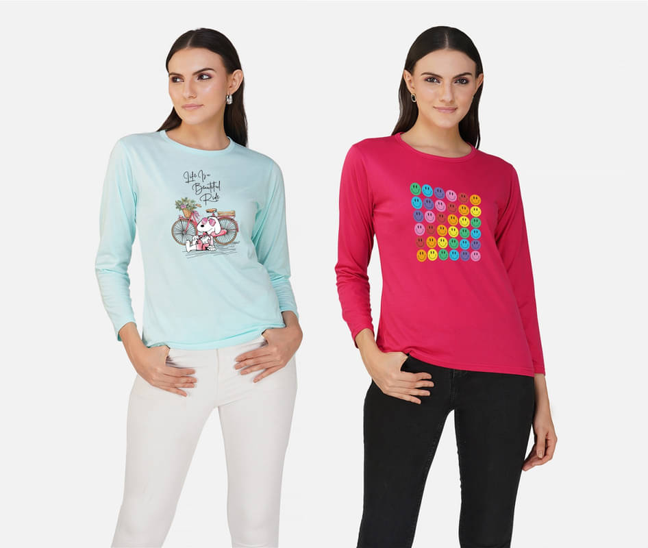 CHOZI Women Cotton Blend Printed Regular Fit Round Neck T-Shirt ( Multi Color ) CHOZI Women Cotton Blend Printed Regular Fit Round Neck T-Shirt ( Multi Color )