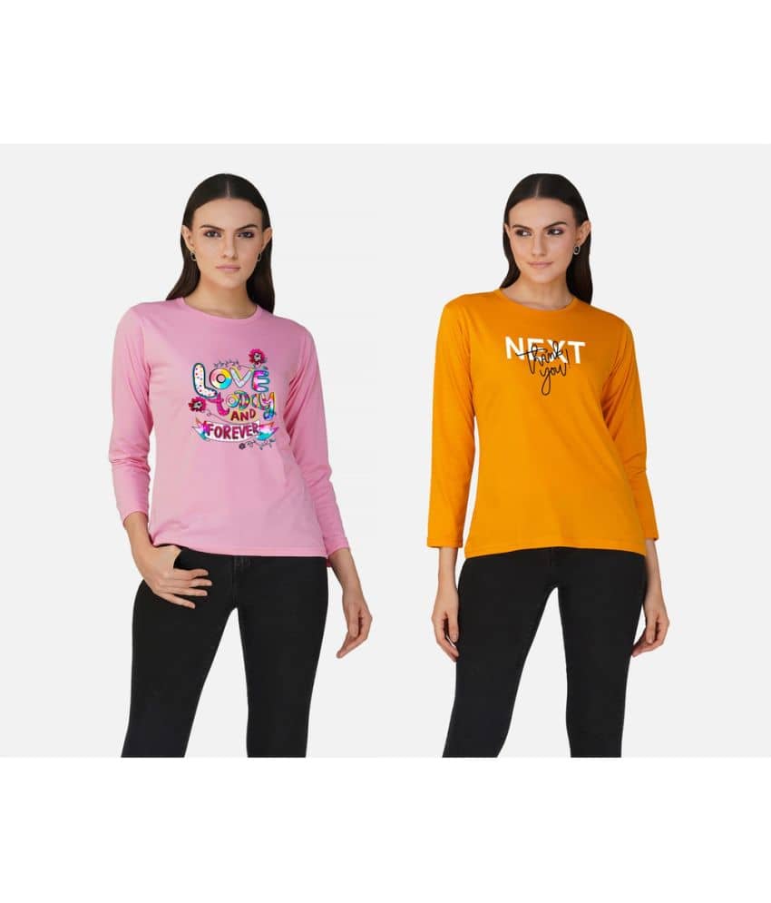 CHOZI Women Cotton Blend Printed Regular Fit Round Neck T-Shirt ( Multi Color )