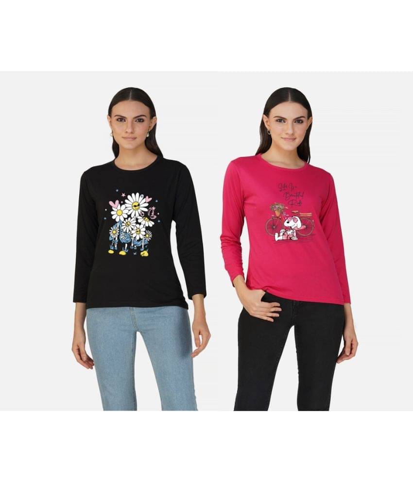 CHOZI Women Cotton Blend Printed Regular Fit Round Neck T-Shirt ( Multi Color ) CHOZI Women Cotton Blend Printed Regular Fit Round Neck T-Shirt ( Multi Color )