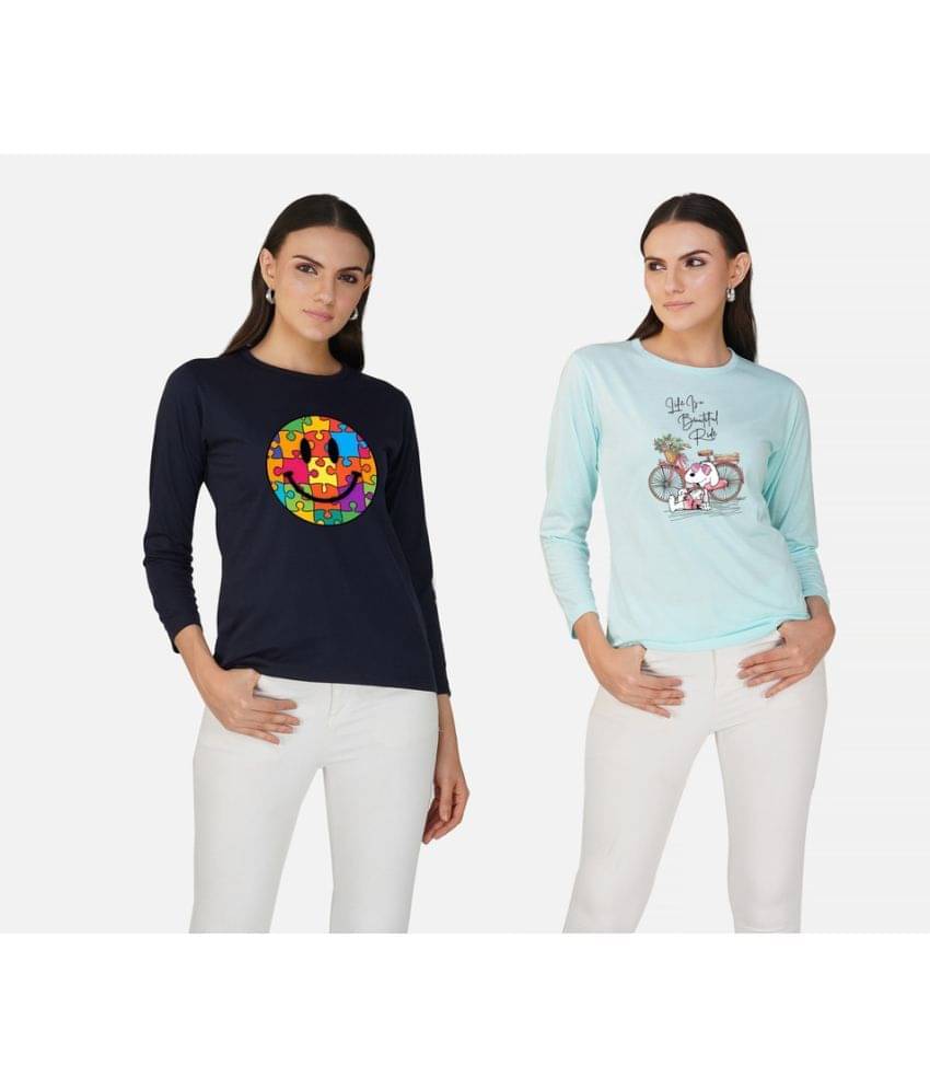CHOZI Women Cotton Blend Printed Regular Fit Round Neck T-Shirt ( Multi Color ) CHOZI Women Cotton Blend Printed Regular Fit Round Neck T-Shirt ( Multi Color )