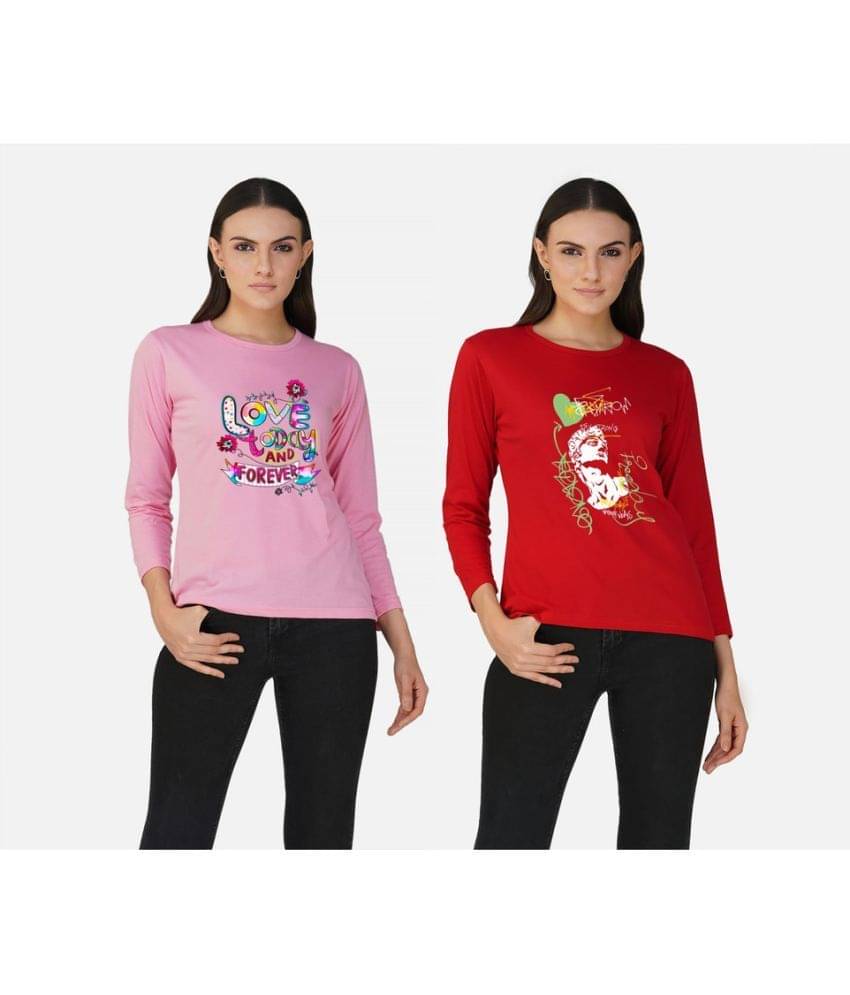     			CHOZI Women Cotton Blend Printed Regular Fit Round Neck T-Shirt ( Multi Color )