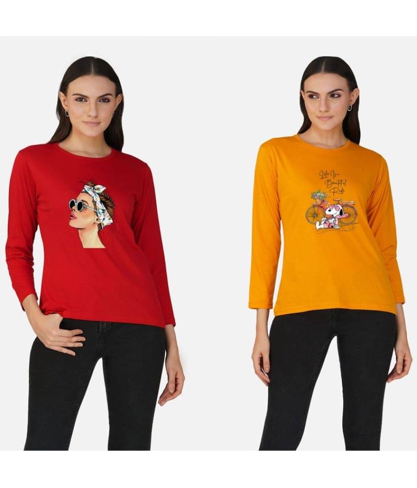     			CHOZI Women Cotton Blend Printed Regular Fit Round Neck T-Shirt ( Multi Color )