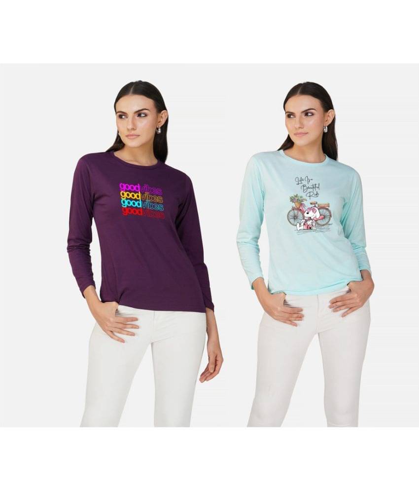 CHOZI Women Cotton Blend Printed Regular Fit Round Neck T-Shirt ( Multi Color ) CHOZI Women Cotton Blend Printed Regular Fit Round Neck T-Shirt ( Multi Color )