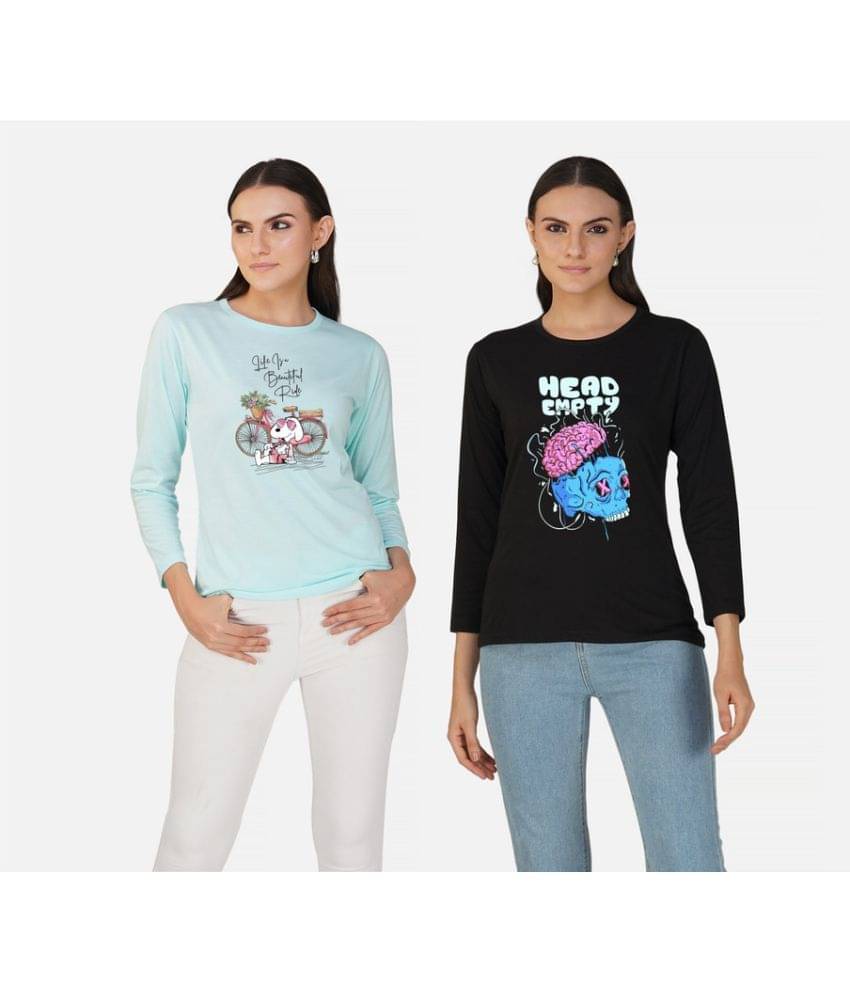     			CHOZI Women Cotton Blend Printed Regular Fit Round Neck T-Shirt ( Multi Color )