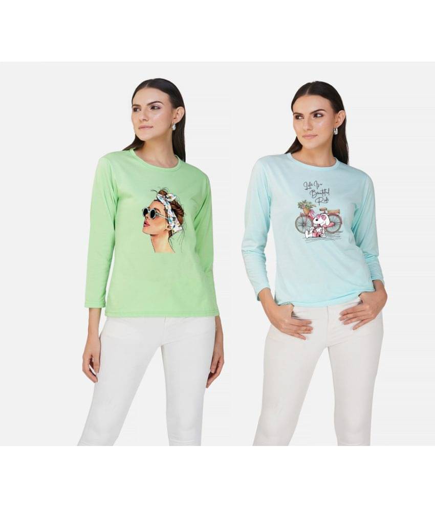     			CHOZI Women Cotton Blend Printed Regular Fit Round Neck T-Shirt ( Multi Color )