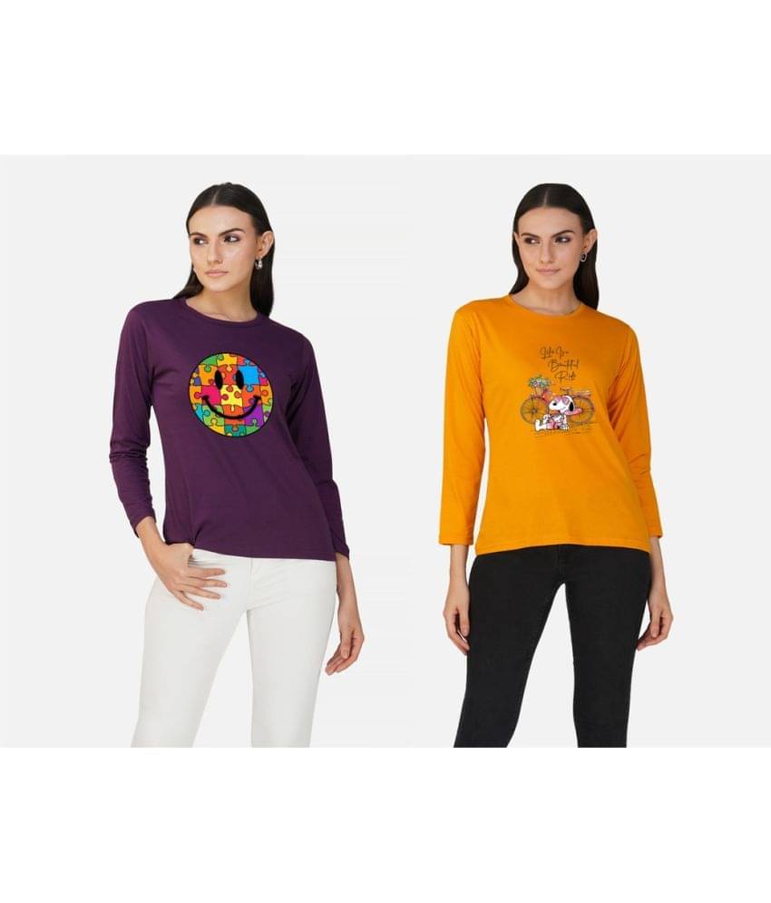     			CHOZI Women Cotton Blend Printed Regular Fit Round Neck T-Shirt ( Multi Color )